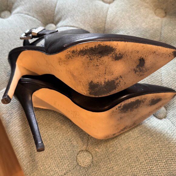 Ivanka Trump Black Leather Slingback Booties Size 8 - Picture 7 of 8